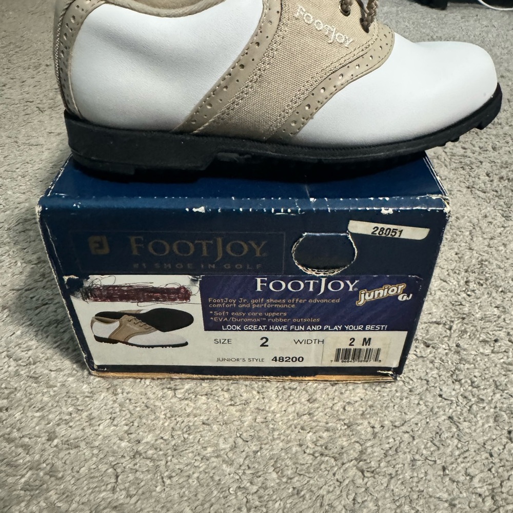 FootJoy Kids Shoes in White and Tan